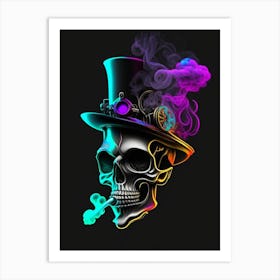 Skull With Vibrant Colors 2 Stream Punk Art Print