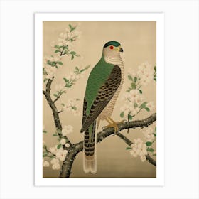 Ohara Koson Inspired Bird Painting Eurasian Sparrowhawk 4 Art Print