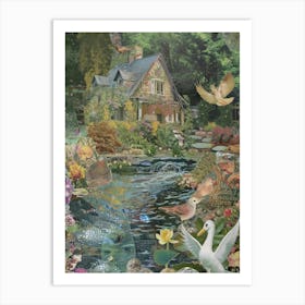 Collage Pond Monet Fairies Scrapbook 4 Art Print