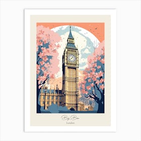 Big Ben, London   Cute Botanical Illustration Travel 9 Poster Art Print