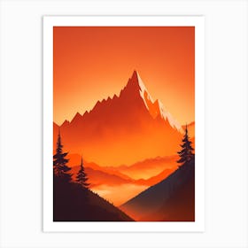 Misty Mountains Vertical Composition In Orange Tone 387 Art Print
