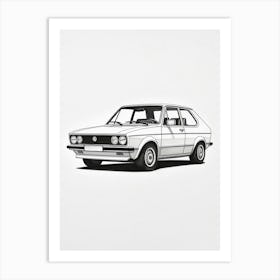 Volkswagen Golf Line Drawing 12 Art Print