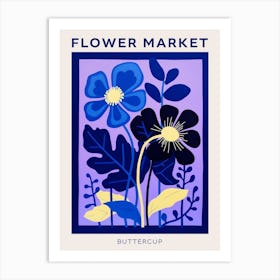 Blue Flower Market Poster Buttercup 1 Art Print