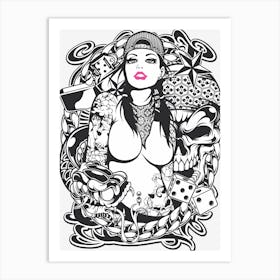 Gangster Woman Monochrome Art Print