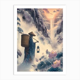 Asian Woman In The Snow Art Print