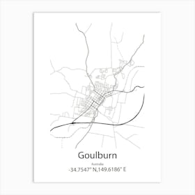 Goulburn,Australia Minimalist Map Art Print