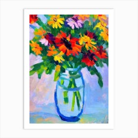 Daisy Floral Abstract Block Colour 2 Flower Art Print