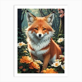 Fox In The Forest 4 Art Print