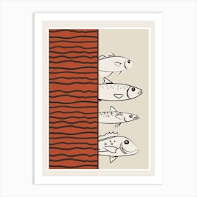 Abstract Fishes On A Wave 1 Art Print