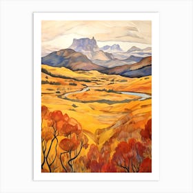 Autumn National Park Painting Torres Del Paine National Park Chile 3 Art Print