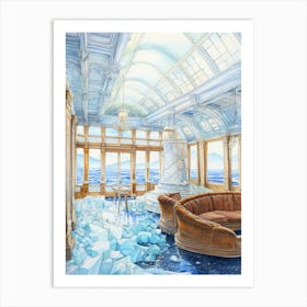 Titanic Ship Interiors Bright Pencil Drawing 2 Art Print