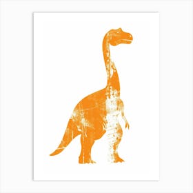 Orange Dinosaur Silhouette 1 Art Print