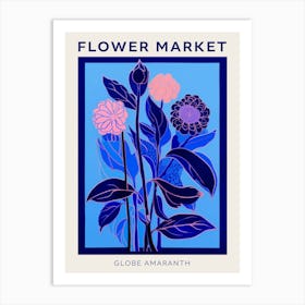 Blue Flower Market Poster Globe Amaranth 3 Art Print
