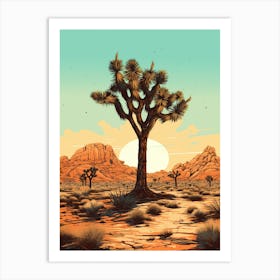 Joshua Tree In Desert In Gold And Black (3) Art Print