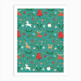 Festive Reindeer Wonderland Art Print