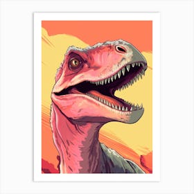 Colourful Dinosaur Utahraptor 1 Art Print