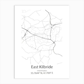 East Kilbride,United Kingdom Minimalist Map Art Print