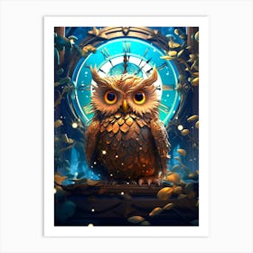 Owl Clock Art Print