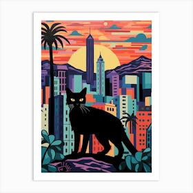 Los Angeles, United States Skyline With A Cat 1 Art Print
