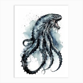Kraken Watercolor Painting (31) Art Print
