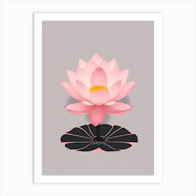 A Pink Lotus In Minimalist Style Vertical Composition 1 Art Print