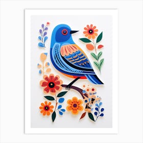 Scandinavian Bird Illustration Eastern Bluebird 2 Art Print