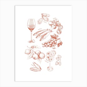 Italian Food Kitchen Travel Illustration Art Print