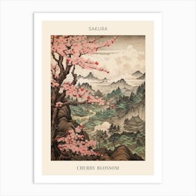Sakura Cherry Blossom Japanese Botanical Illustration Poster Art Print
