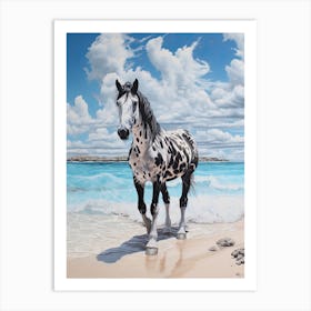 A Horse Oil Painting In Pink Sands Beach, Bahamas, Portrait 2 Art Print