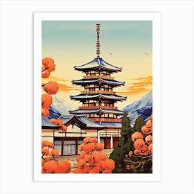 Takayama Old Town, Japan Vintage Travel Art 4 Art Print