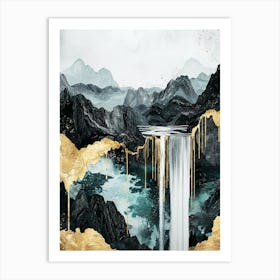 Ryukyu Golden Peaks - Metallic Abstraction Art Print