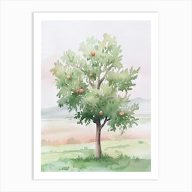 Peach Tree Atmospheric Watercolour Painting 3 Art Print