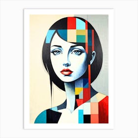 Girl With Squares Art Print