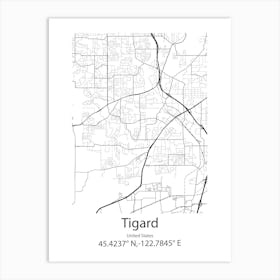 Tigard,United States Minimalist Map Affiche