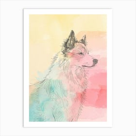 Pastel Icelandic Sheepdog Line Illustration 4 Art Print