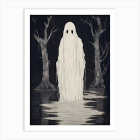 Ghost Sketch Halloween Art Art Print