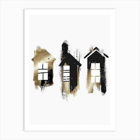 Three Houses Canvas Print Art Print