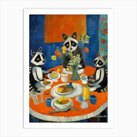 Raccoon Family Picnic Matisse 2 Art Print