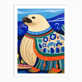 Maximalist Animal Painting Sea Lion Art Print