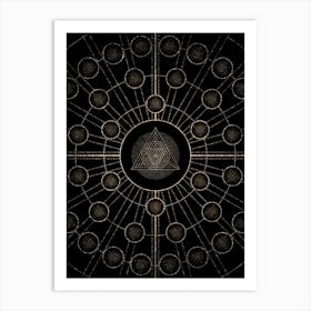 Geometric Glyph Radial Array in Glitter Gold on Black n.0298 Art Print