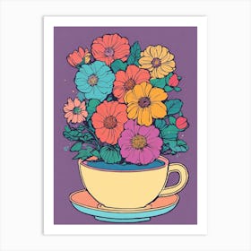 Flowers In A Cup teacup Art Print