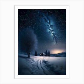 Snowy Night Sky 1 Art Print