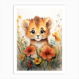 Drawing Watercolour Lion Art Painting 2 Art Print