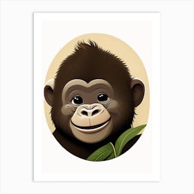 Baby Gorilla Smiling, Gorillas Cute Kawaii 3 Art Print