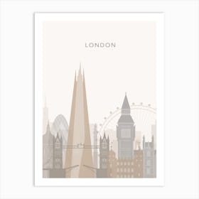 Beige London Skyline Art Print