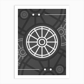 Abstract Geometric Glyph Array in White and Gray n.0094 Art Print