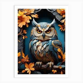 Owl In Autumn Art Print