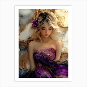 Girl In A Purple Dress 1 Art Print