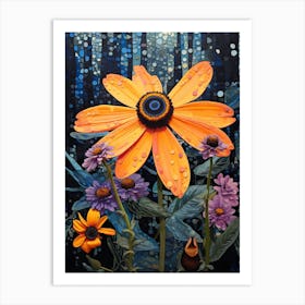 Surreal Florals Black Eyed Susan 3 Flower Painting Art Print