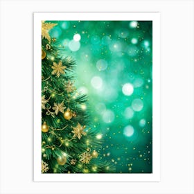 An Evergreen Christmas Tree Decorating Scene Backdrop Gracefully Adorned With Glitters Of Gold Spar (2) Art Print